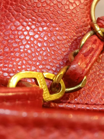 Chanel Diana Quilted Caviar Leather Red Series 2