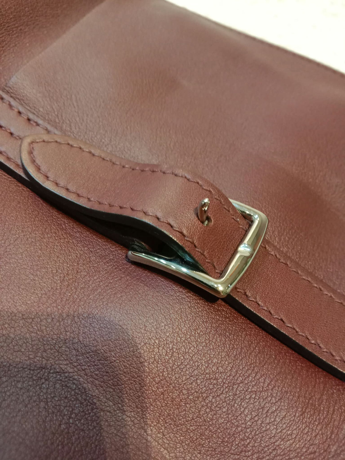 Hermes Halzan 22 Burgundy Clemence Stamp A 2017