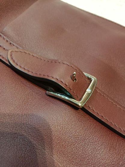 Hermes Halzan 22 Burgundy Clemence Stamp A 2017
