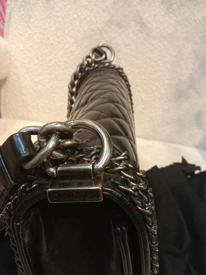 Chanel Boy Flap Chain Trim Calfskin Black Series 20