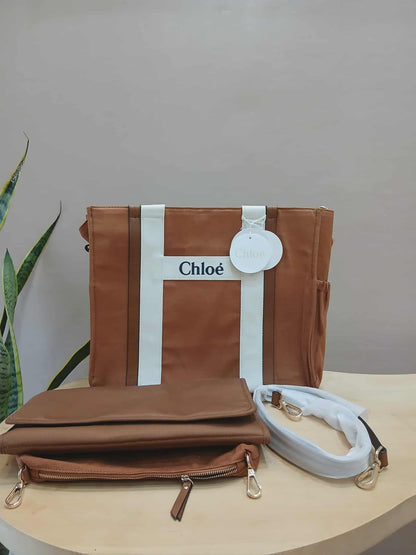 Chloe Sac A Langer Mother's Tote Handbag Canvas/Leather Crimson