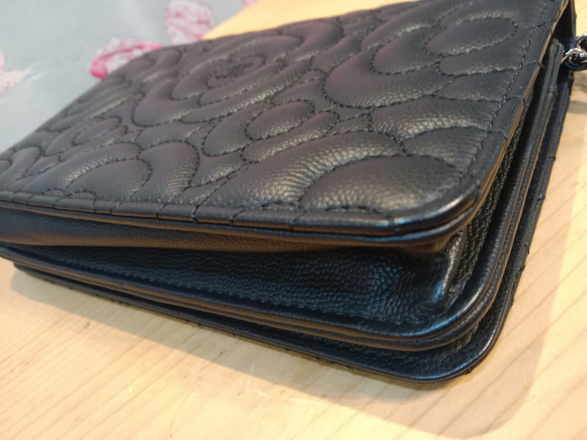 Chanel Camellia Embossed Wallet on Chain Black Series 24