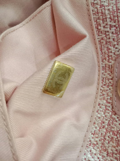 Chanel Deauville Tote Tweed Pink Microchipped