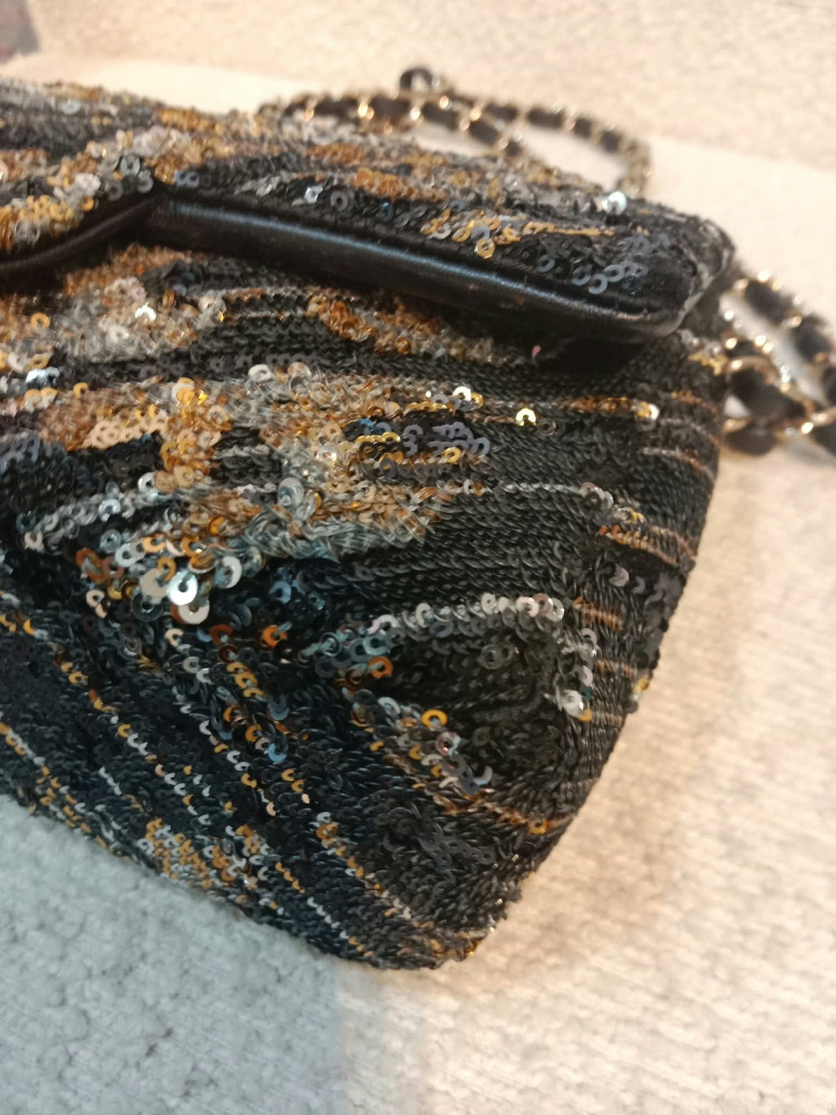 Chanel Mini Rectangular Gold/Black Sequin Limited Edition Microchipped