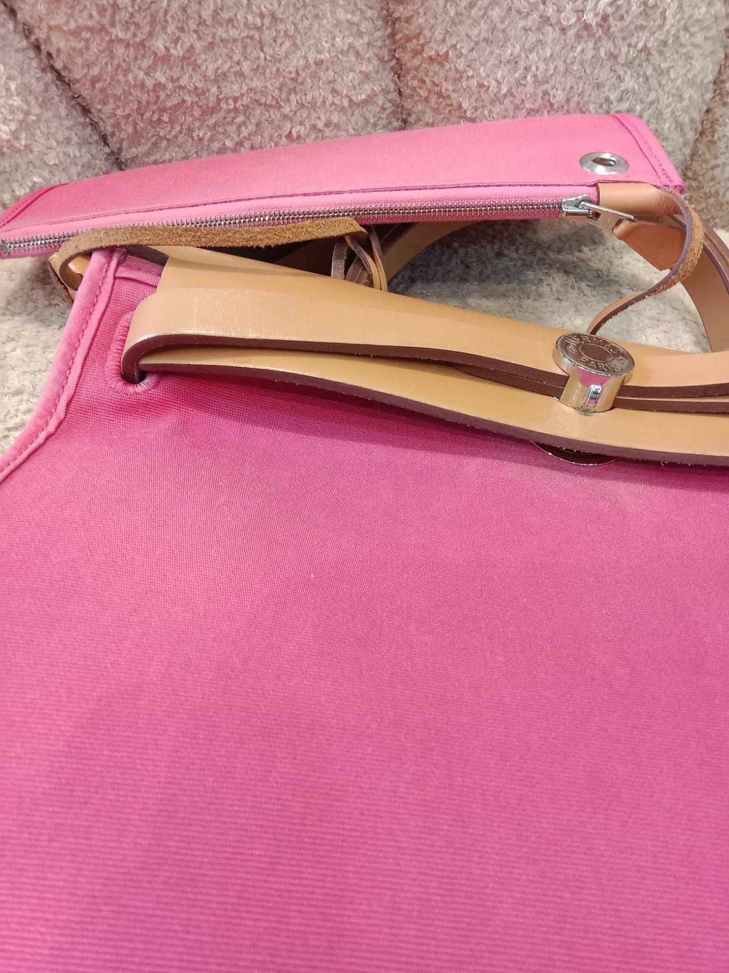 Hermes Pink Toile Herbag Zip 31 Stamp P Square 2012