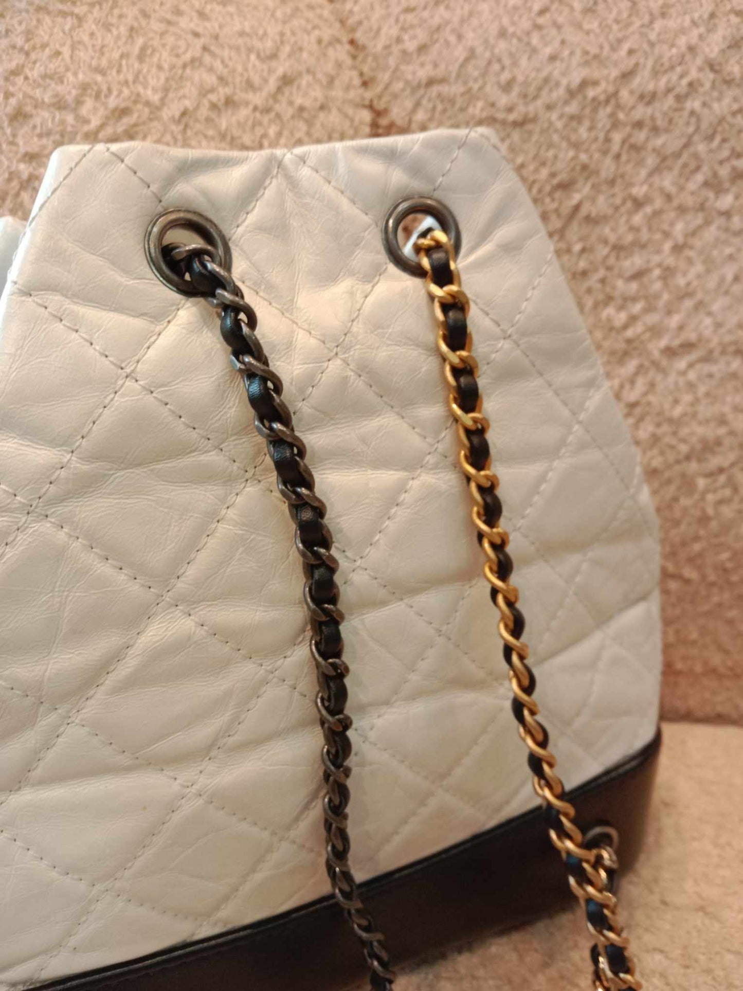 Chanel Gabrielle Aged Calfskin Backpack Black & White Series 24