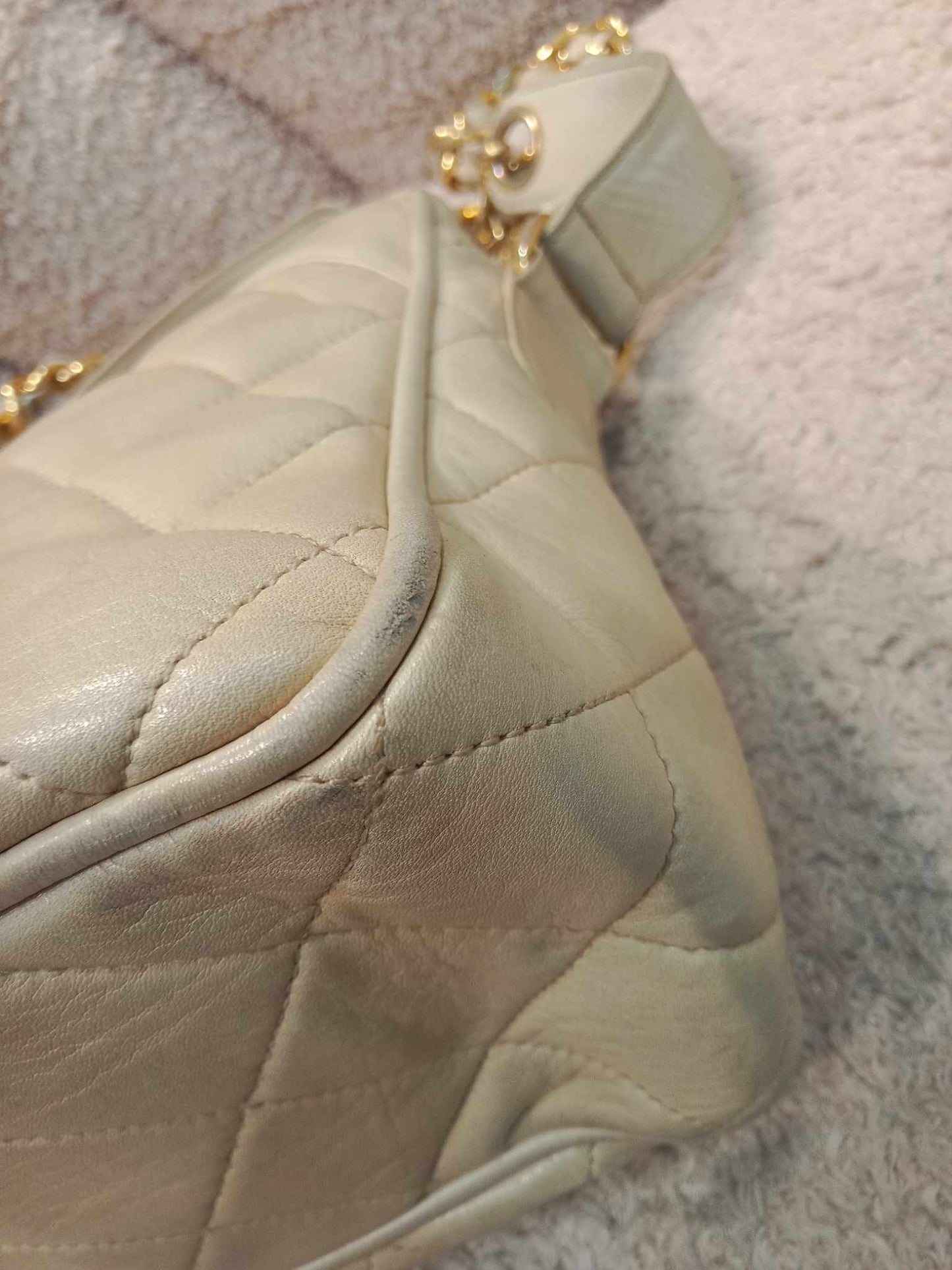 Chanel Matelasse Tassel Chain Beige Lambskin Series 1