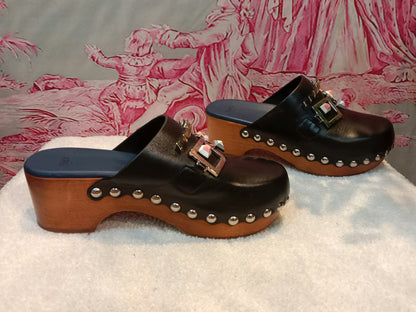 Fendi Spiked Monster Clogs Black SHW Size 36