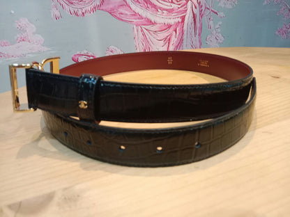 Chanel Crocodile Embossed Calfskin & Metal Belt Black Brandnew