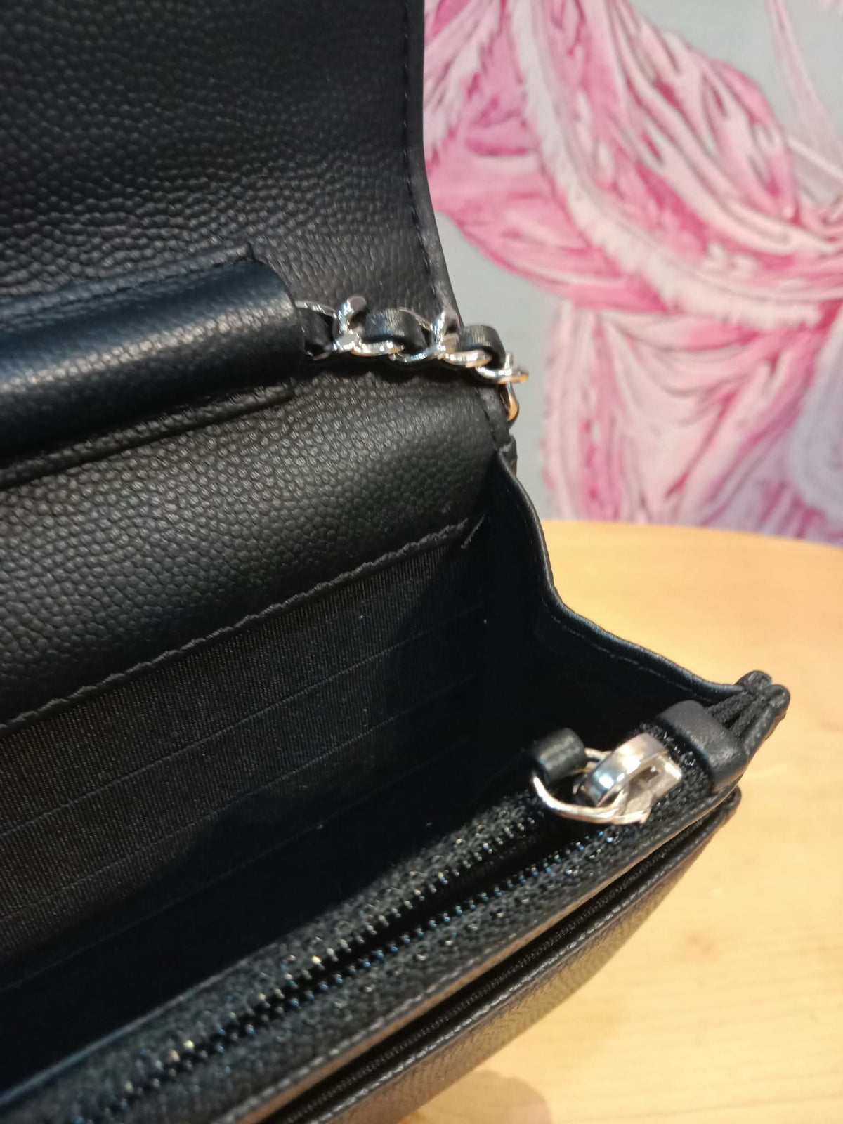 Chanel Camellia Embossed Wallet on Chain Black Series 24