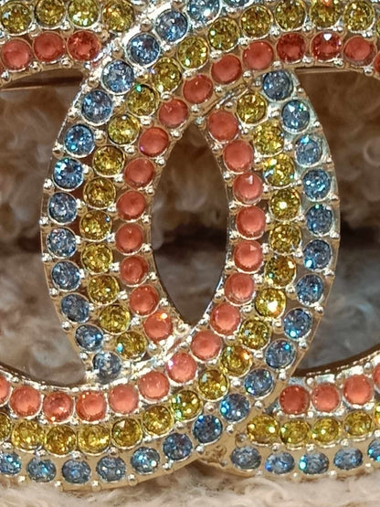 Chanel Coco Mark Rainbow Gold Brooch