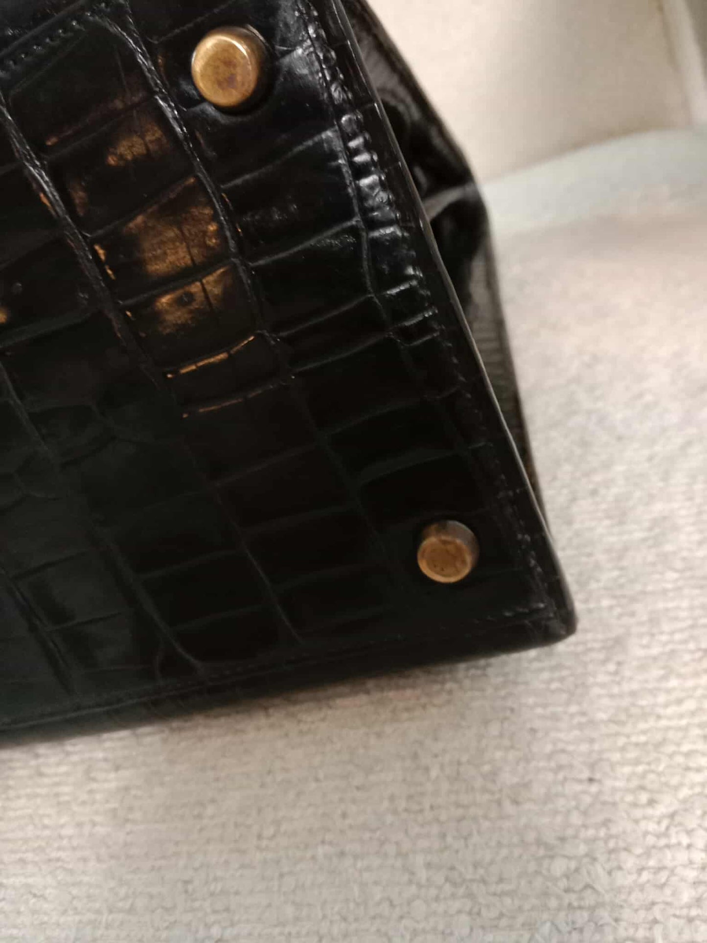 Hermes Kelly 35 Crocodile Noir Stamp G Circle 1977