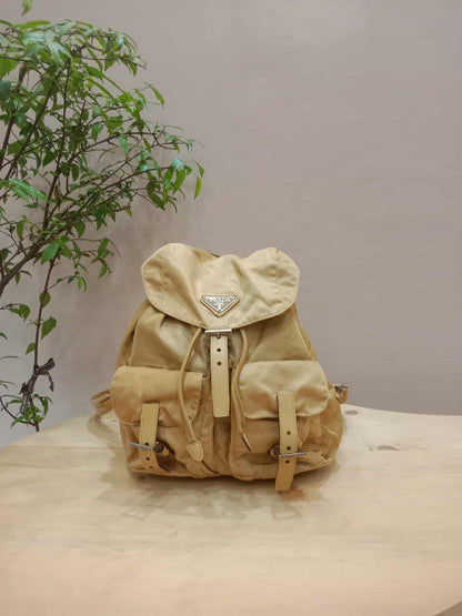 Prada Nylon Backpack Small Beige