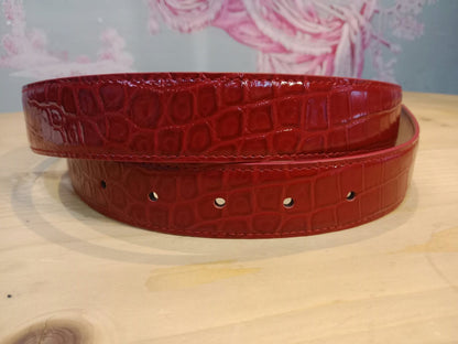 Chanel Crocodile Embossed Calfskin & Metal Belt Dark Red Brandnew