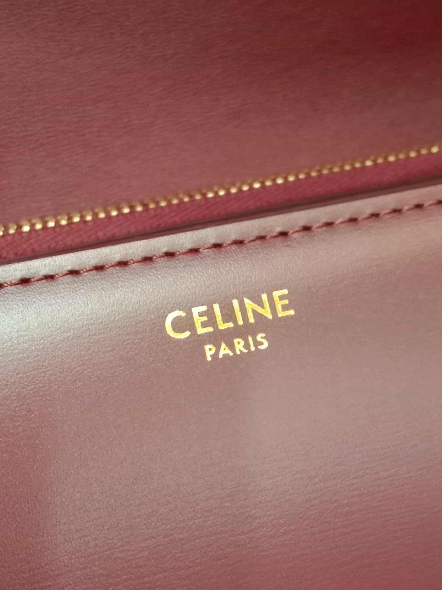 Celine Medium Classic Box Bag In Burgundy Calfskin Leather