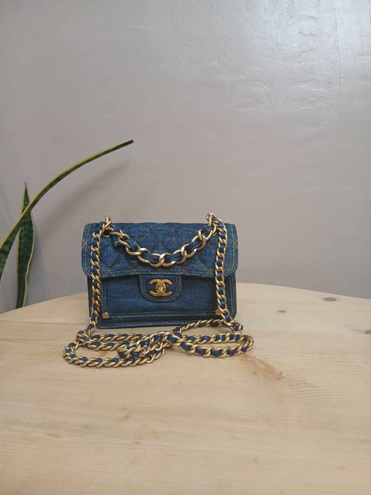 Chanel Denim Mini Flap Bag Microchipped