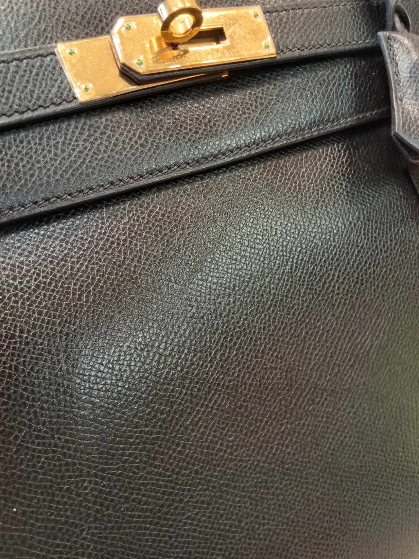 Hermes Kelly 32 Epsom Noir Stamp G Square 2003