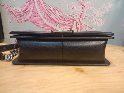 Chanel Boy Flap Black Caviar Old Medium Series 28