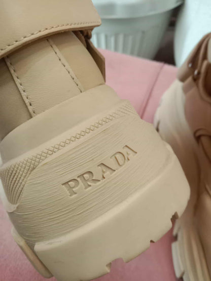 Prada Monolith Boots Beige Size 38