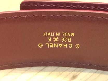 Chanel Crocodile Embossed Calfskin & Metal Belt Dark Red Brandnew