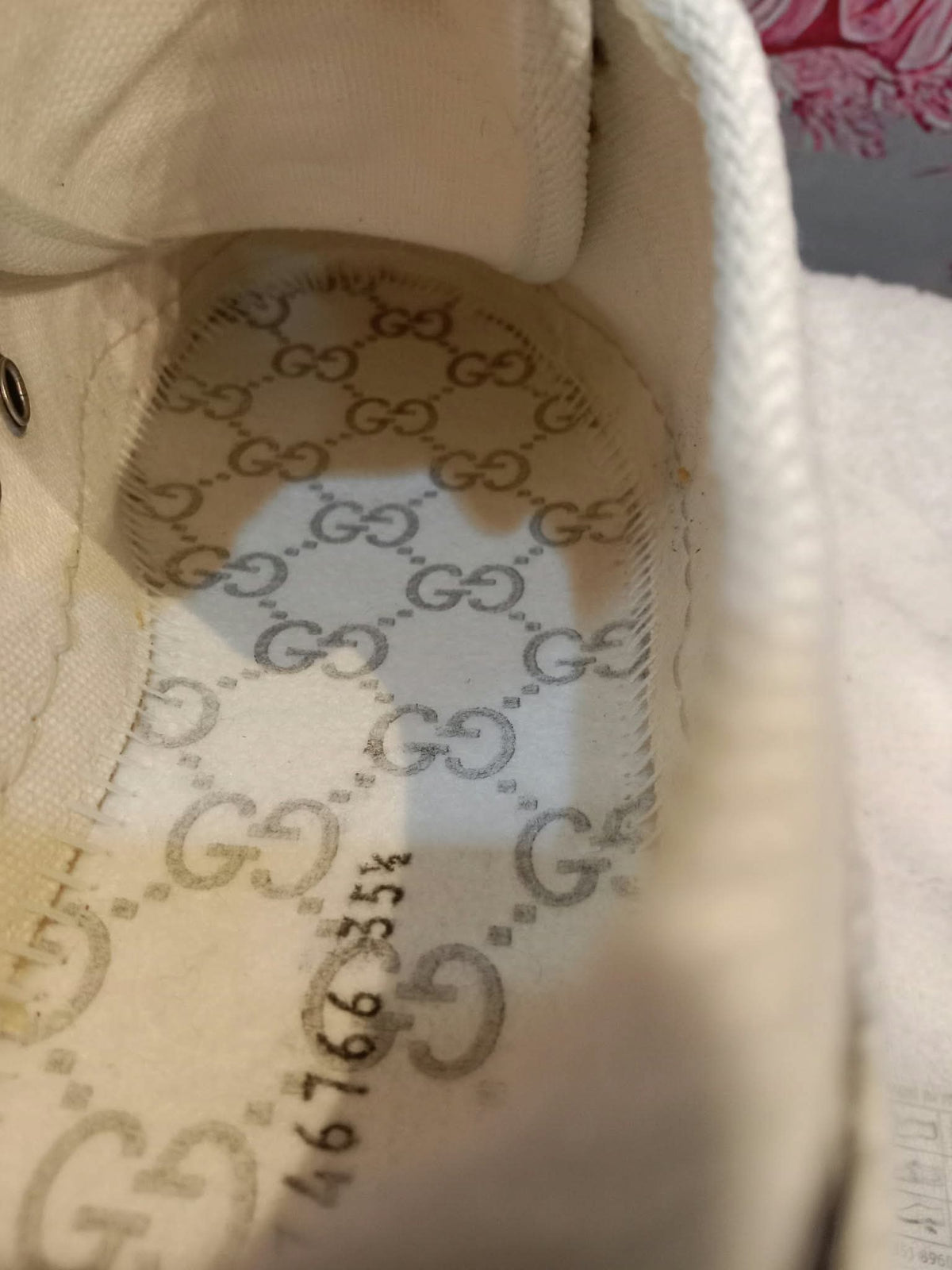 Gucci GG Monogram Platform Sneakers Ivory/Black Size 35.5