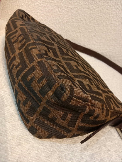 Fendi Zucca Baguette Canvas Shoulder Bag Brown