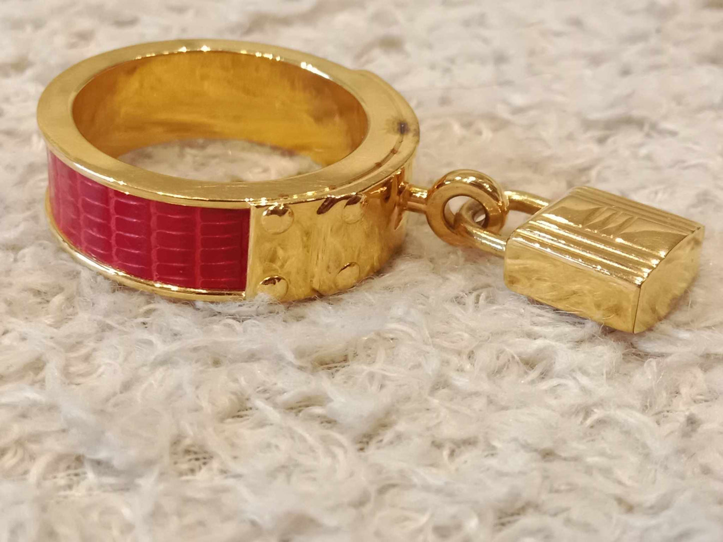 Hermes Scarf Ring Lizard Red