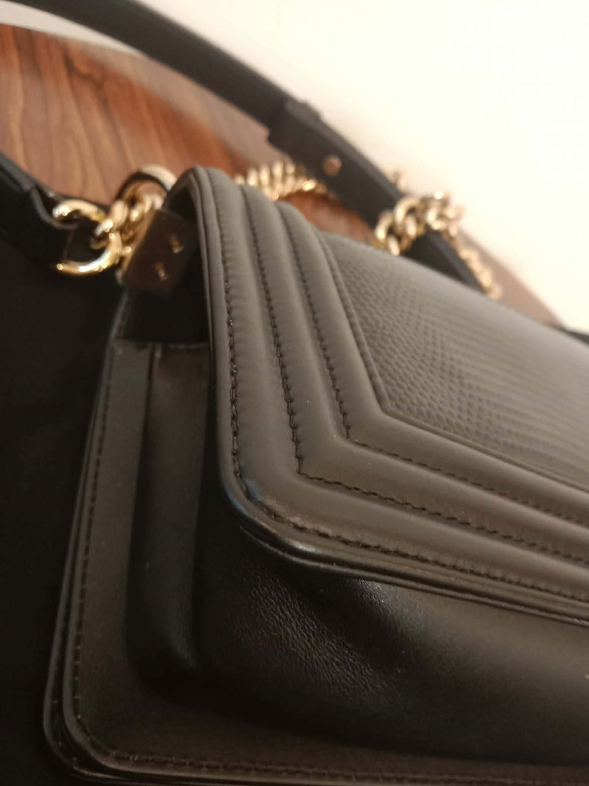 Chanel Leboy Lizard/Calfskin Black Leboy Small Series 27