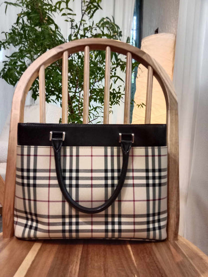 Burberry Nova Check Handbag Canvas Beige