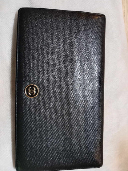 Chanel Black Leather Bifold Long Wallet Series 10