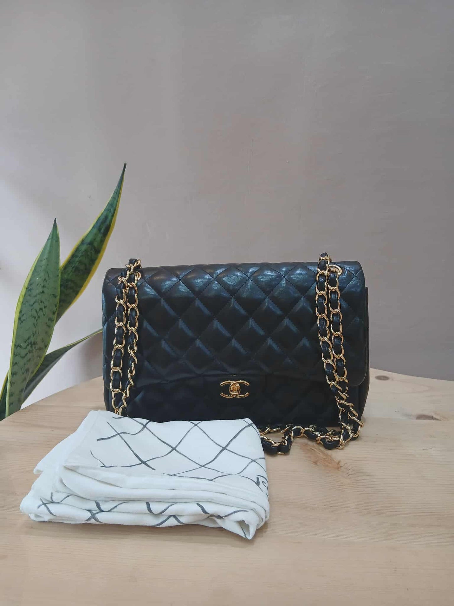 Chanel Double Flap Jumbo Lambskin Black Series 16