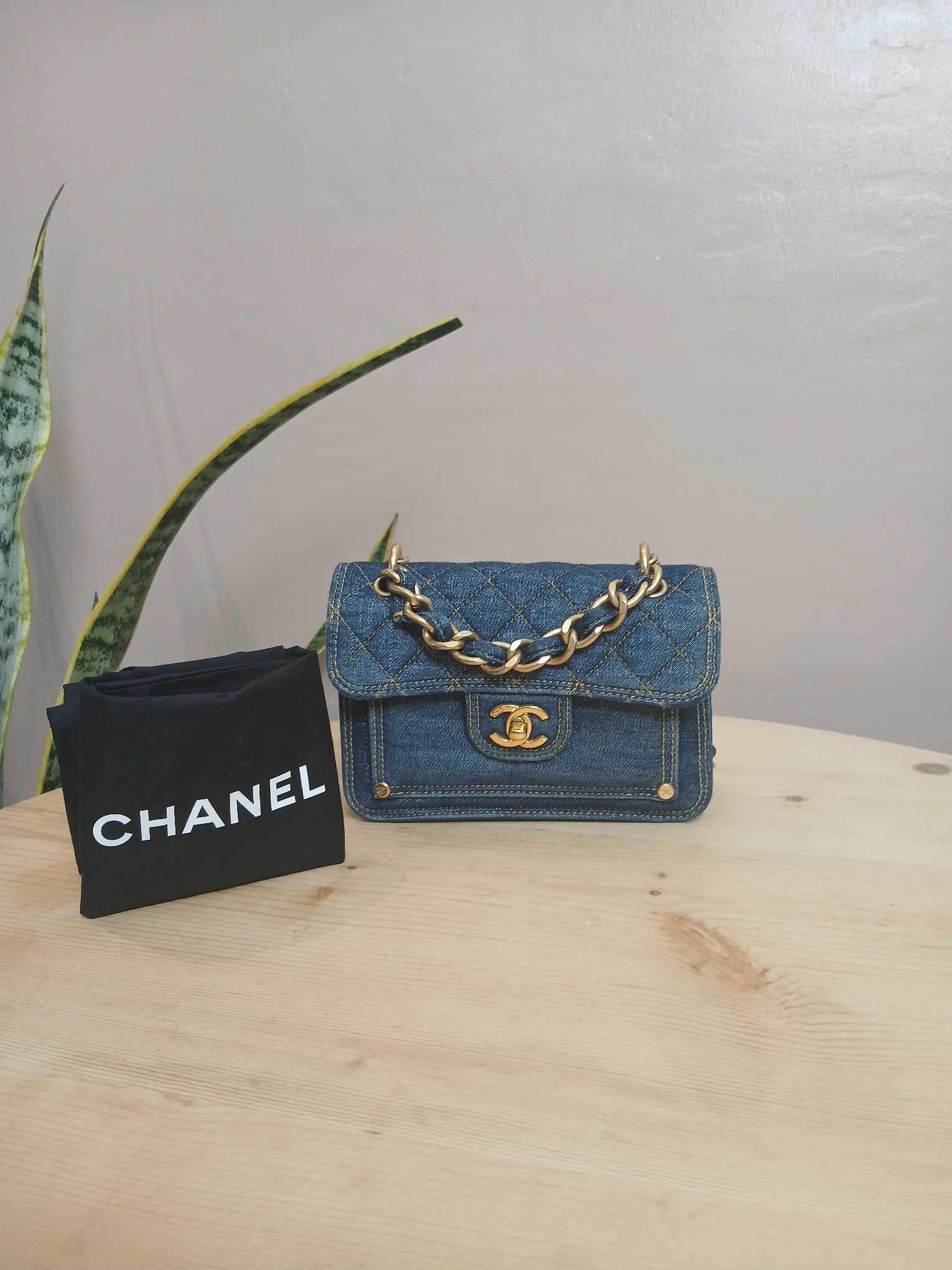 Chanel Denim Mini Flap Bag Microchipped