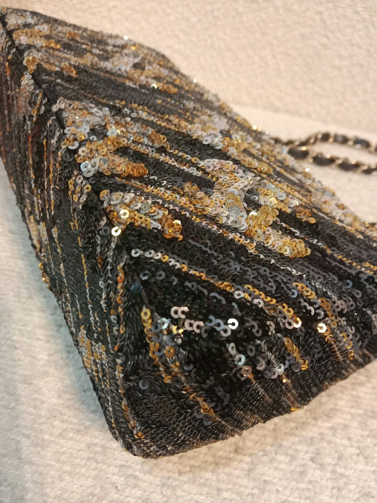 Chanel Mini Rectangular Gold/Black Sequin Limited Edition Microchipped