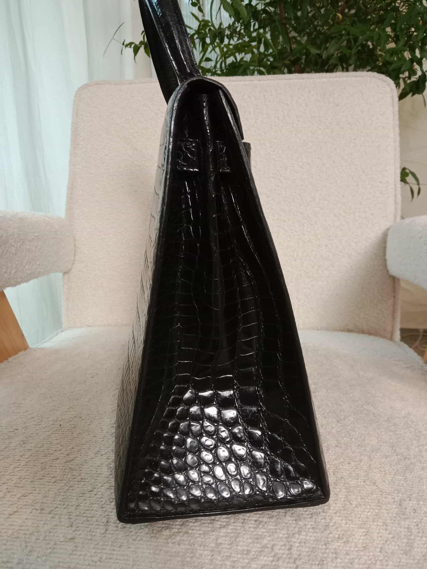 Hermes Kelly 35 Crocodile Noir Stamp G Circle 1977
