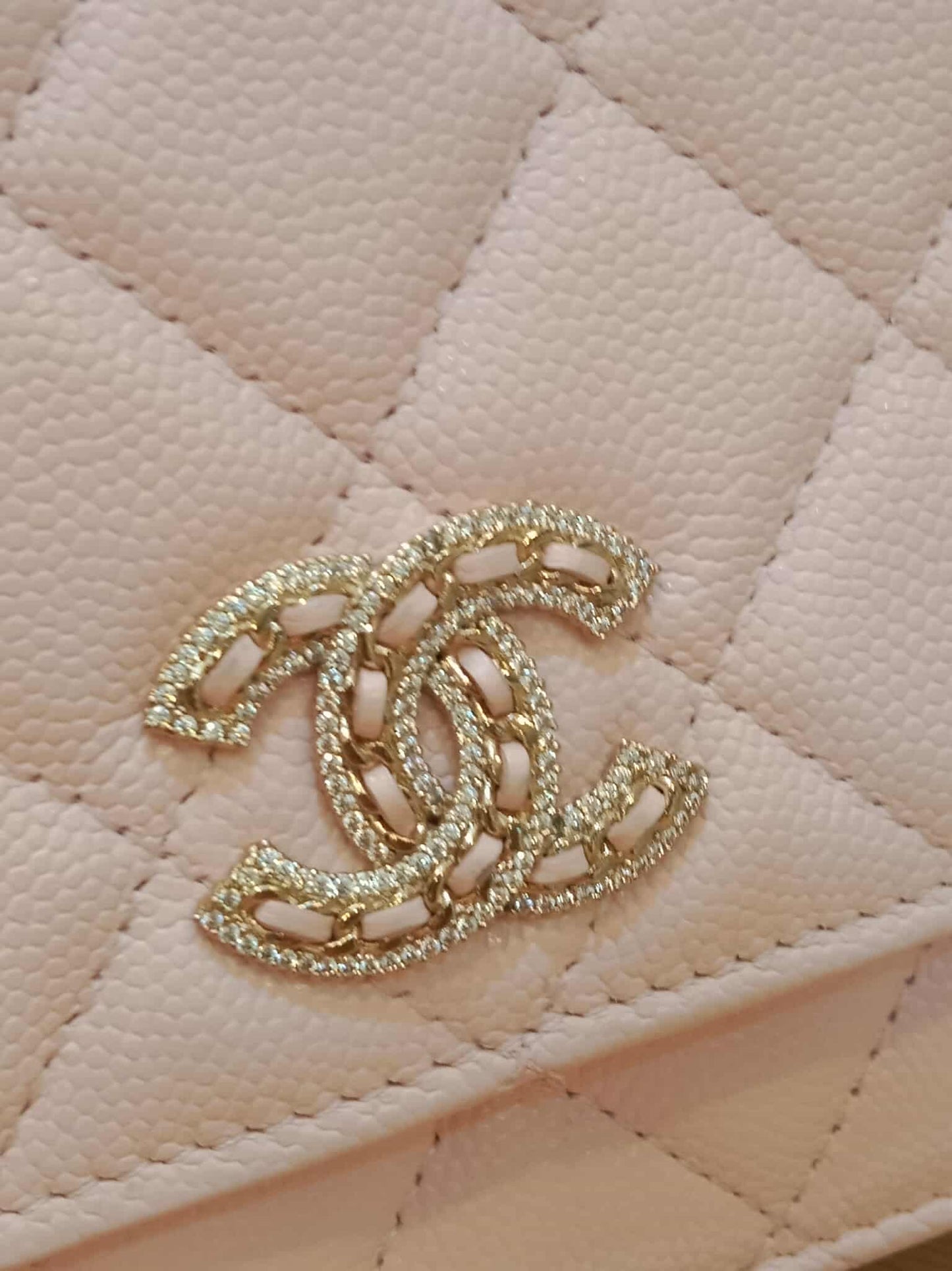 Chanel CC Wallet on Chain Light Pink Microchipped
