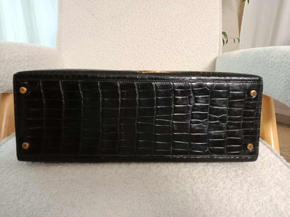 Hermes Kelly 35 Crocodile Noir Stamp G Circle 1977