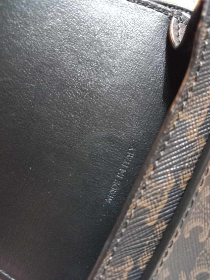 Celine Triomphe Phone Flap Pouch Black-Brown