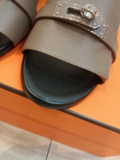 Hermes Kelly Sandals Etain Size 35.5