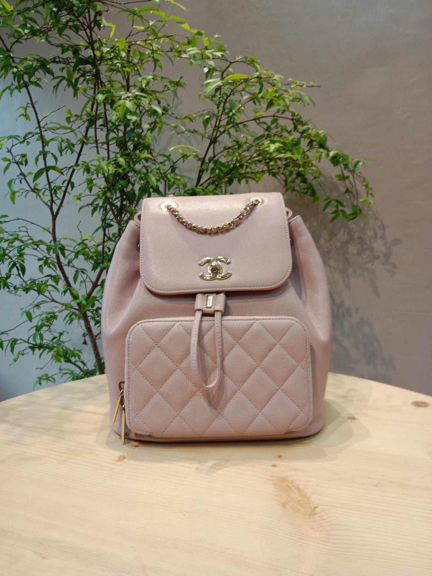 Chanel Quilted Caviar Business Affinity Light Pink Backpack Series 25