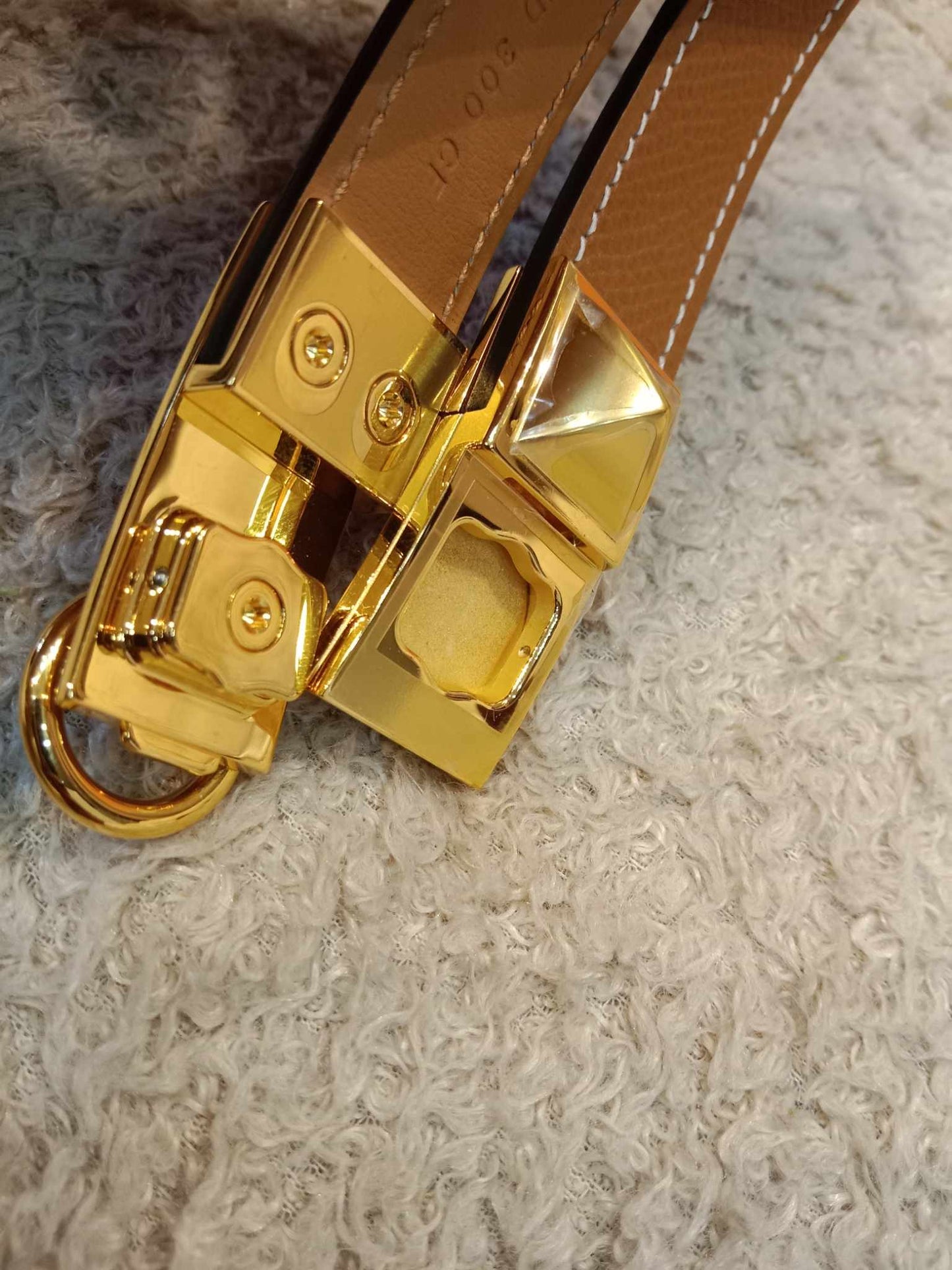 Hermes Rival Belt Gold on Gold Stamp C 2018