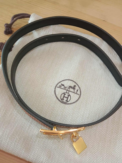 Hermes Lucky 15 Reversible Belt Swift/Epsom Gold/Noir Stamp Z 2021