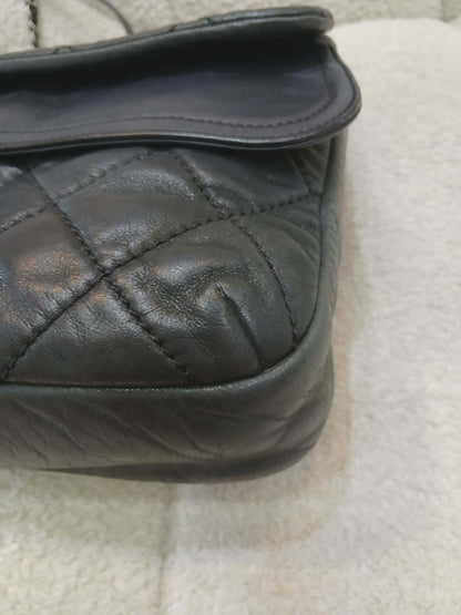 Chanel Square Double Flap Lambskin Dark Gray Series 15