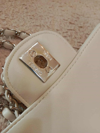 Chanel Mini Square Ivory Chevron Lambskin Series 30