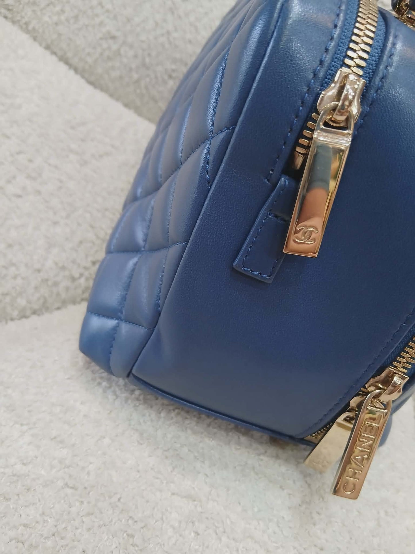 Chanel Quilted Trendy CC Bowler Bag Lambskin Blue Series 23