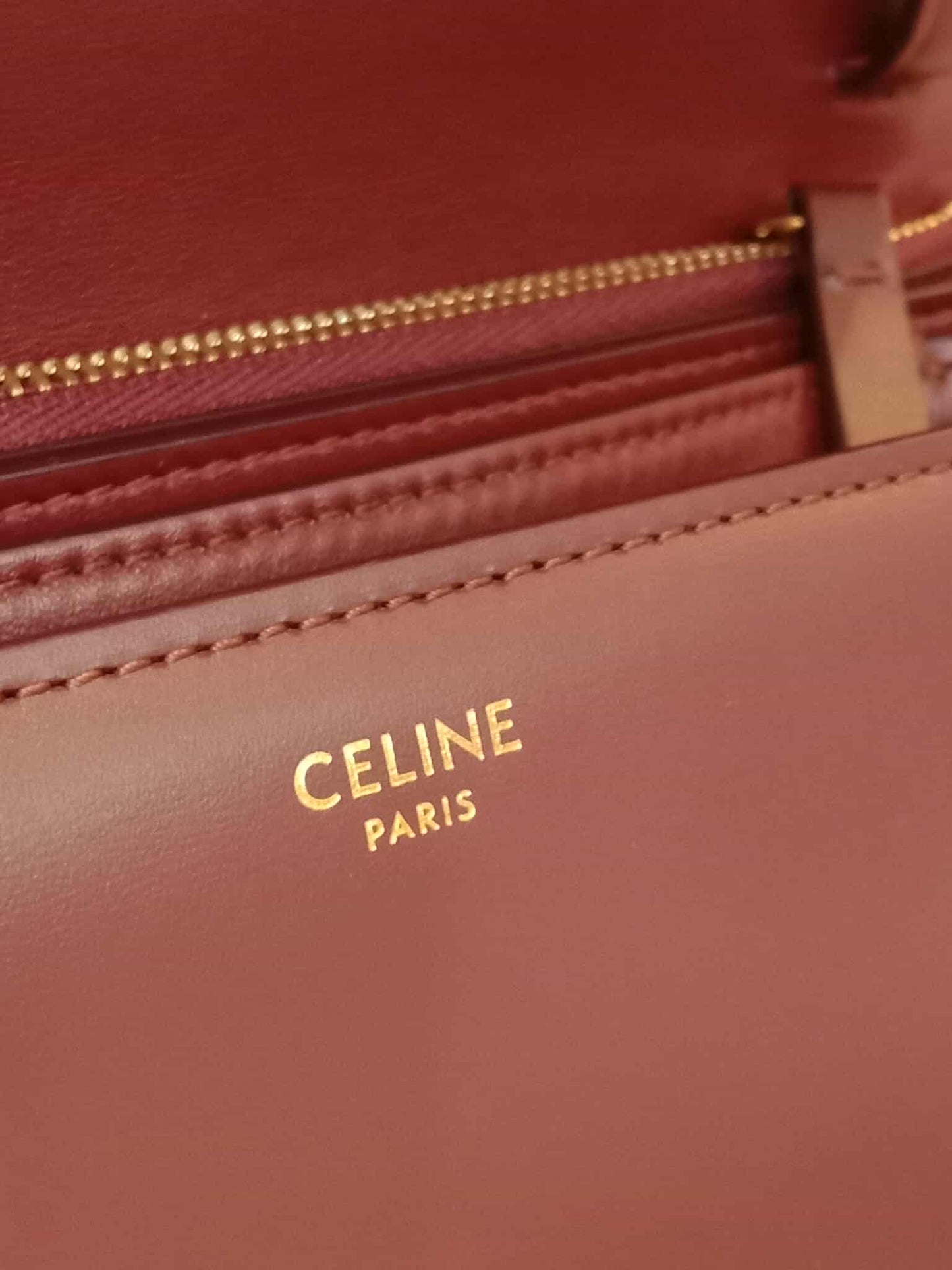 Celine Medium Classic Box Bag In Burgundy Calfskin Leather