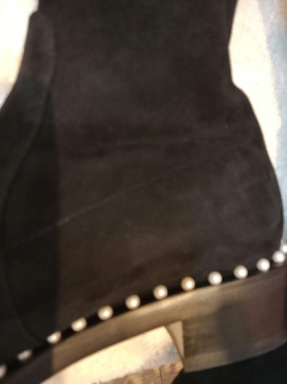 Stuart Weitzman Lowland Lift Pearl Over-the-Knee Boots Black Size 37 1//2