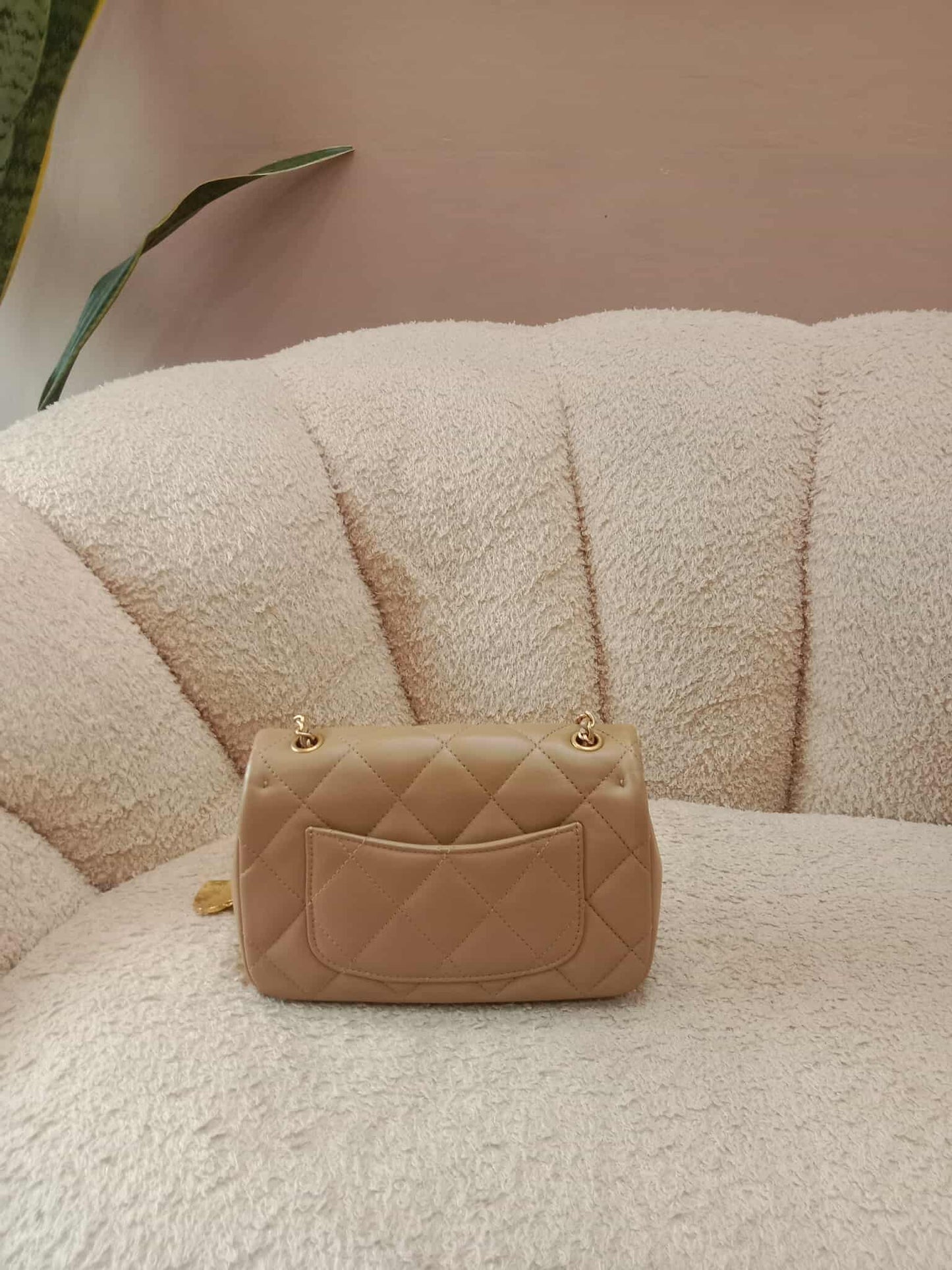 Chanel Seasonal Flap Heart Charms Beige Microchipped