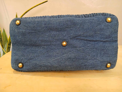 Miu Miu Matelasse Denim Tote Blue