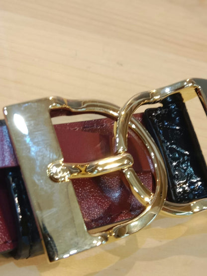 Chanel Crocodile Embossed Calfskin & Metal Belt Black Brandnew