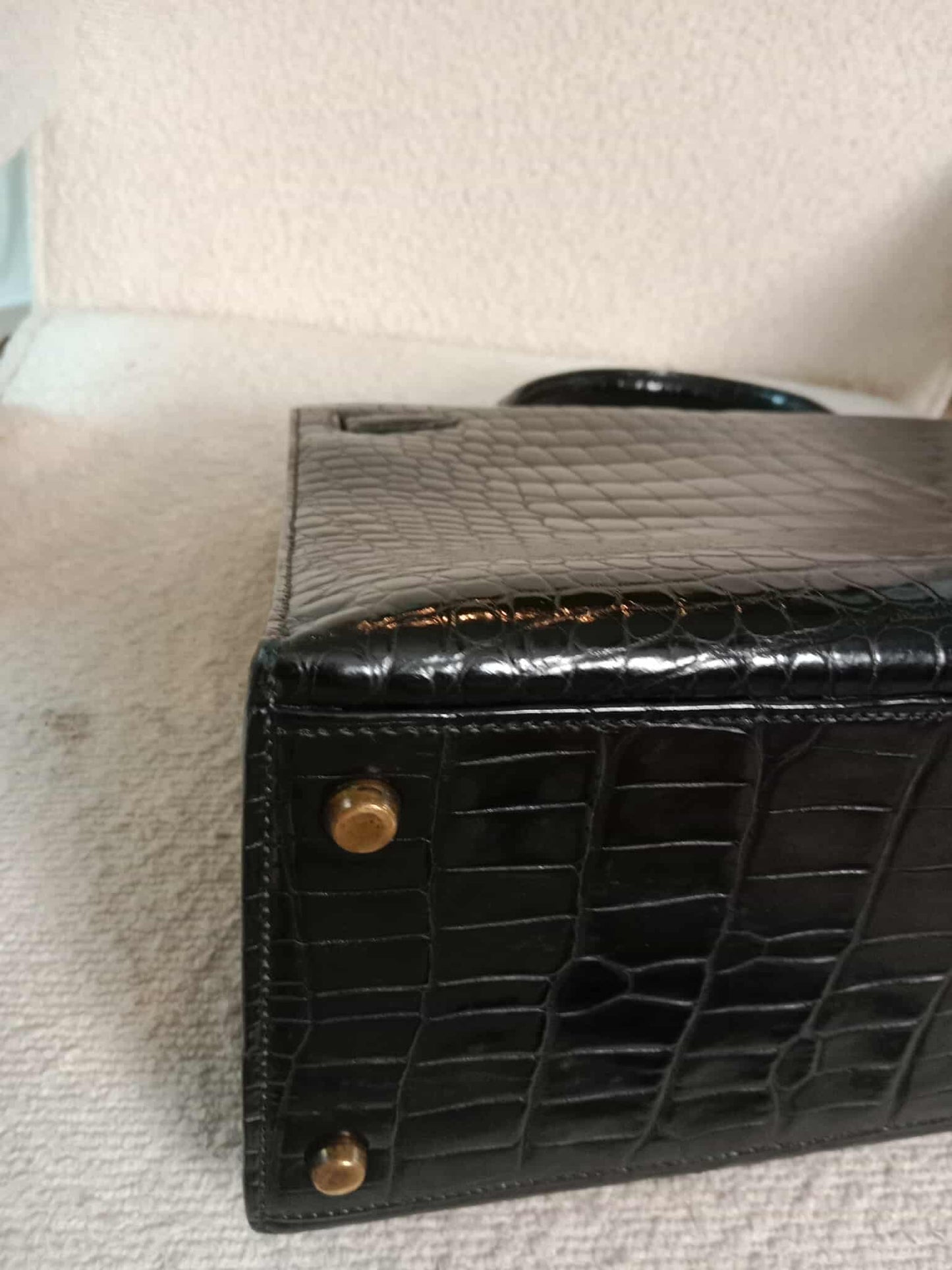 Hermes Kelly 35 Crocodile Noir Stamp G Circle 1977